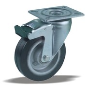 LIV SYSTEMS Lenkrolle mit Totalfeststeller 100 mm, Gummi schwarz, 170 kg