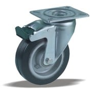 LIV SYSTEMS Ruota girevole con freno totale 100 mm, gomma nera, 170 kg