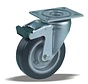 Swivel castor with total brake 100 mm, black rubber, ball bearing, plate 105x85 mm, 170 kg, Art. 2-113-20K