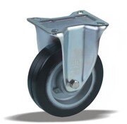 LIV SYSTEMS Bockrolle 125 mm, Gummi schwarz, Kugellager, Platte 105x85 mm, 200 kg