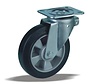 Swivel castor + black rubber tread Ø200 x W50mm for 500kg Prod ID: 42365