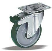 LIV SYSTEMS Vrtljivo kolo z zavoro 100 mm, poliuretan, plošča 105x85 mm, 150 kg
