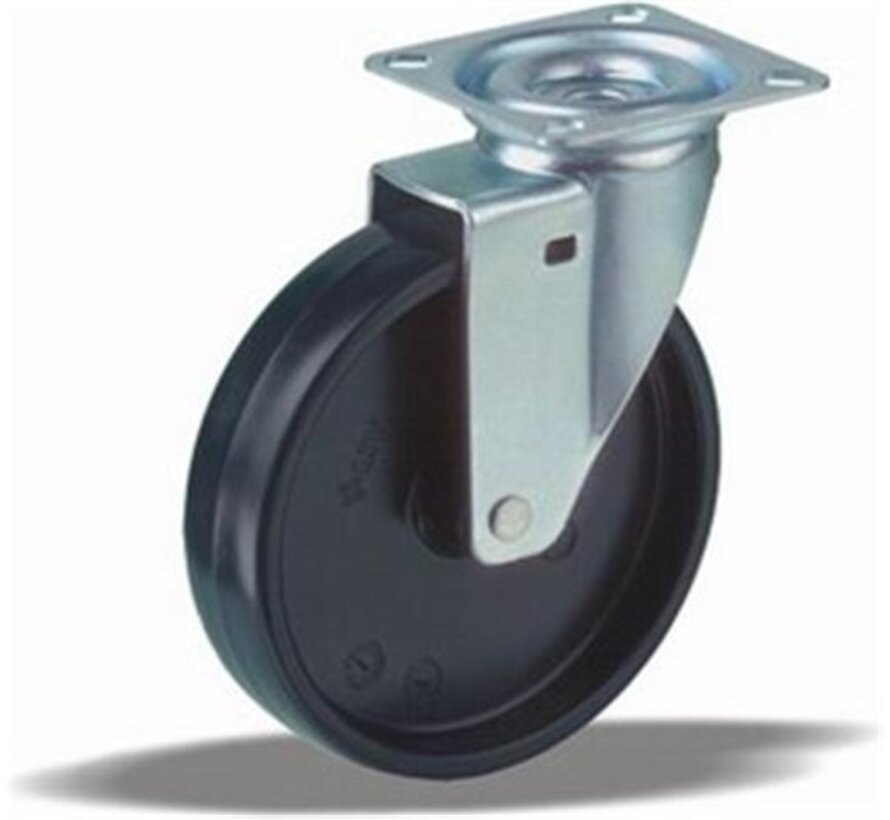Swivel castor + solid polypropylene wheel Ø50 x W25mm for 50kg Prod ID: 32553