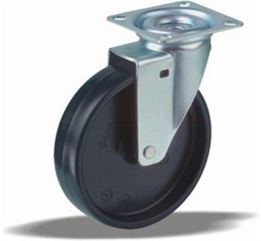 Furniture swivel castor 75 mm, polypropylene, plain bearing, plate 60x60 mm, 75 kg, Art. 2-809 A