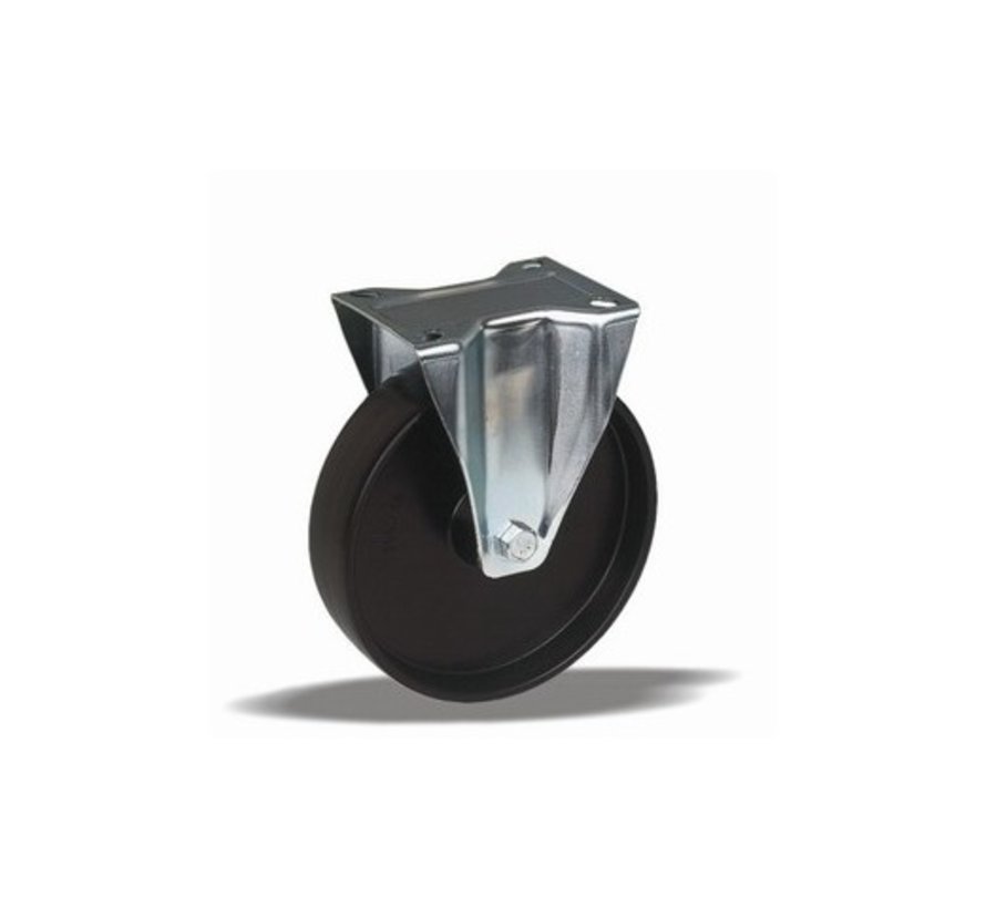 standard Fixed  castor + solid polyamide wheel Ø125 x W38mm for  250kg Prod ID: 40793