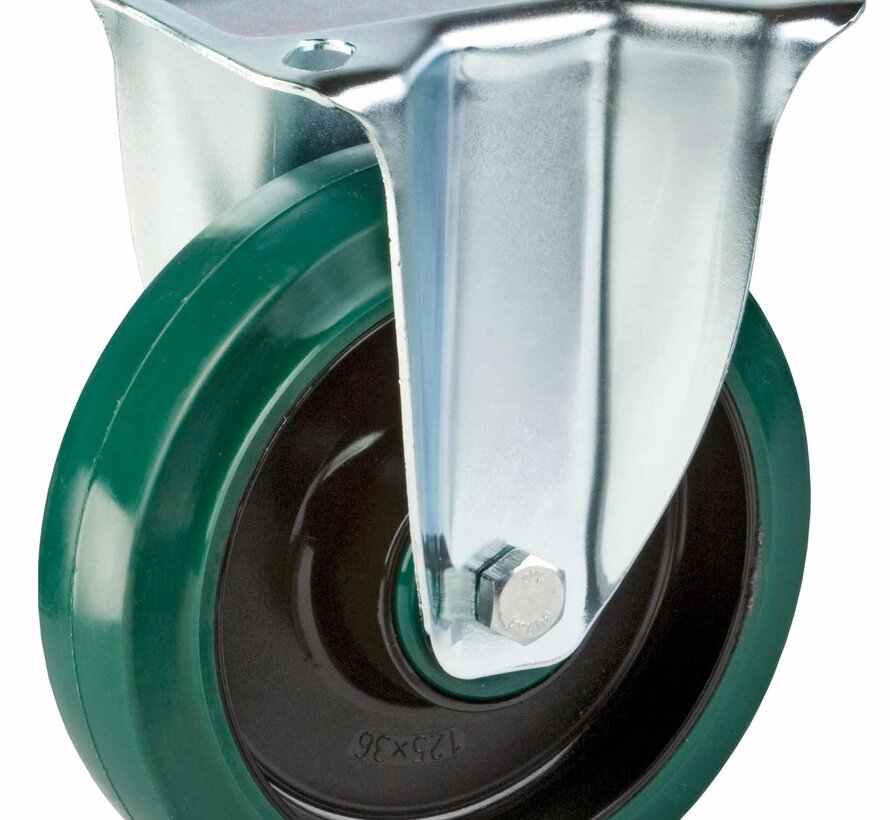 Kółko stałe 100 mm, guma elastyczna, łożysko kulkowe, płyta 105x85 mm, 150 kg, Nr art. 2-071-20K