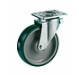 Swivel castor + injection-moulded polyurethane tread Ø200 x W50mm for 500kg Prod ID: 42595