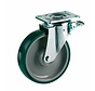 heavy duty Swivel castor with brake + injection-moulded polyurethane tread Ø200 x W50mm for  500kg Prod ID: 42614