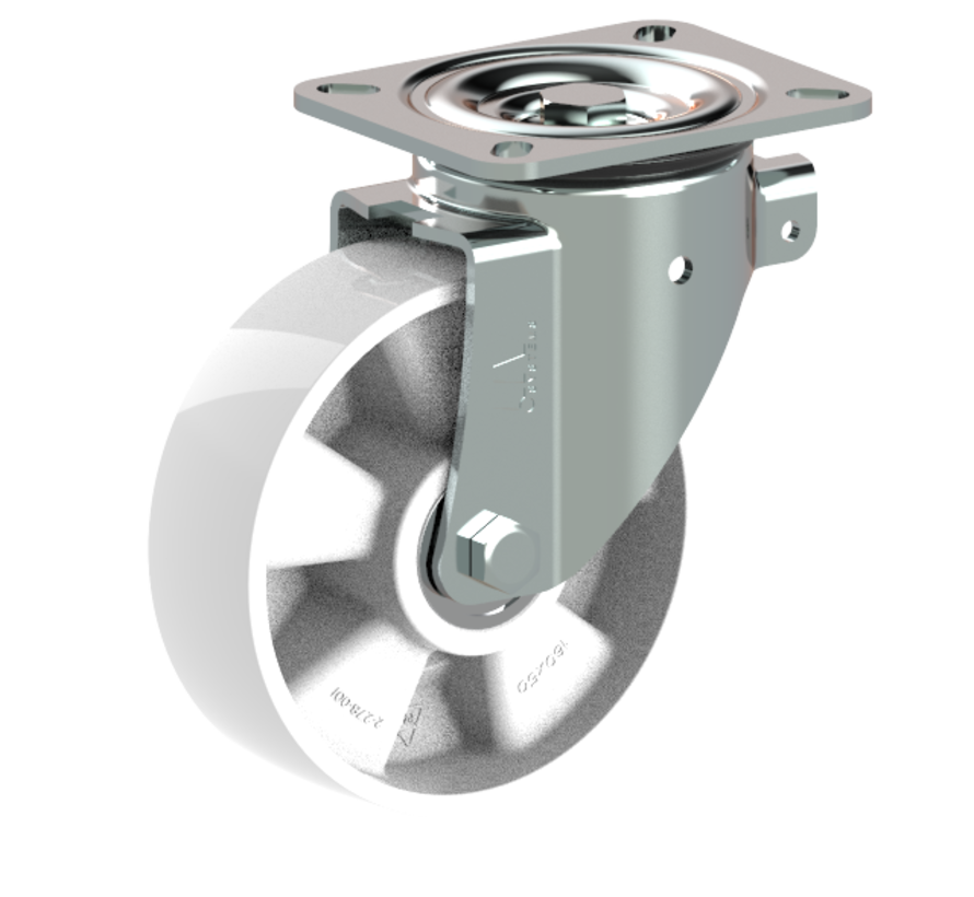 Swivel castor + solid polyamide wheel Ø160 x W50mm for 400kg Prod ID: 31774