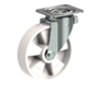 Roulette pivotante 200 mm pour charges lourdes, polyamide, roulement à billes, platine 140x110 mm, 500 kg, Réf. 2-276 ISO, corps de roue blanc