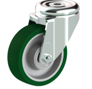 LIV SYSTEMS Lenkrolle 100 mm, Polyurethan-Laufbelag, Rückenloch 12,5 mm, 150 kg
