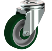 LIV SYSTEMS Lenkrolle 100 mm, Polyurethan-Laufbelag, Rückenloch 12,5 mm, 150 kg