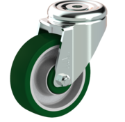 LIV SYSTEMS Lenkrolle 100 mm, Polyurethan-Laufbelag, Rückenloch 12,5 mm, 150 kg