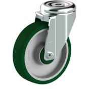 LIV SYSTEMS Lenkrolle 125 mm, Polyurethan-Laufbelag, Rückenloch 12,5 mm, 200 kg