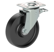 LIV SYSTEMS Heavy duty swivel castor with total brake 200 mm, cast iron, 800 kg