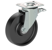 LIV SYSTEMS Swivel castor with brake + solid cast iron wheel Ø200 x W50mm for 800kg