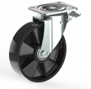 LIV SYSTEMS Rueda giratoria con freno + rueda de poliamida maciza Ø200 x W50mm para 500kg