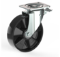 Schwerlast-Lenkrolle mit Feststeller 200 mm, Polyamid, Kugellager, Platte 140x110 mm, 500 kg, Art. 2-063-40K, Radkörper schwarz