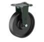 Roulette fixe 200 mm pour charges lourdes, fonte, roulement à billes, platine 135x110 mm, 1100 kg, Réf. 2-345 ISO