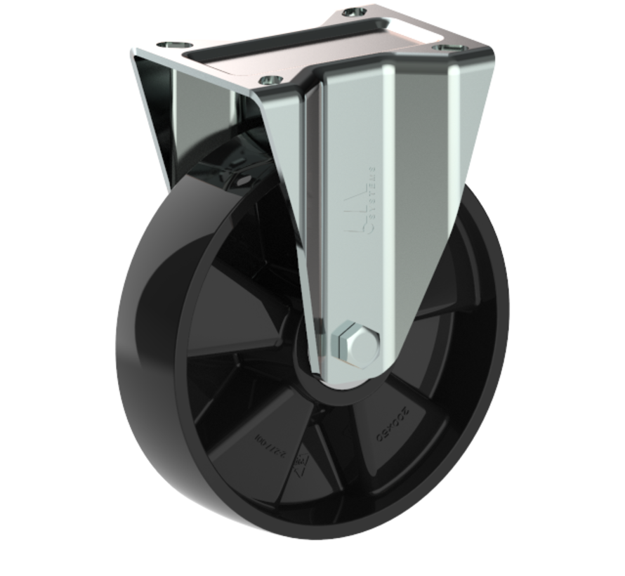 de gran resistencia Rueda fija + rueda de poliamida maciza Ø200 x W50mm para 500kg Prod ID: 56586