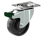 LIV SYSTEMS Swivel castor with brake + solid polypropylene wheel Ø100 x W38mm for 200kg