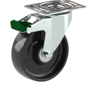 LIV SYSTEMS Swivel castor with brake + solid polyamide wheel Ø125 x W35mm for 250kg