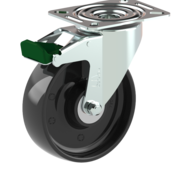 LIV SYSTEMS Swivel castor with total brake 125 mm, polyamide, ball bearing, 250 kg