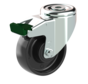 standard Swivel castor with brake + solid polypropylene wheel Ø100 x W35mm for  125kg Prod ID: 42895