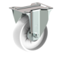 Fiksno kolo 108 mm, polipropilen, valjčni ležaj, plošča 105x85 mm, 150 kg, Šifra 2-716 ISO, belo platišče kolesa