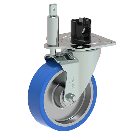 central brake castor wheel with directional lock system