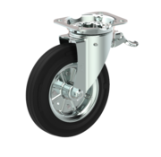 LIV SYSTEMS Roulette pivotante avec frein + pneu en caoutchouc noir Ø200 x W50mm pour 250kg
