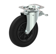 LIV SYSTEMS Swivel castor with brake + black rubber tread Ø200 x W50mm for 250kg