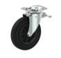 Swivel castor + black rubber tread Ø160 x W40mm for 200kg Prod ID: 44780