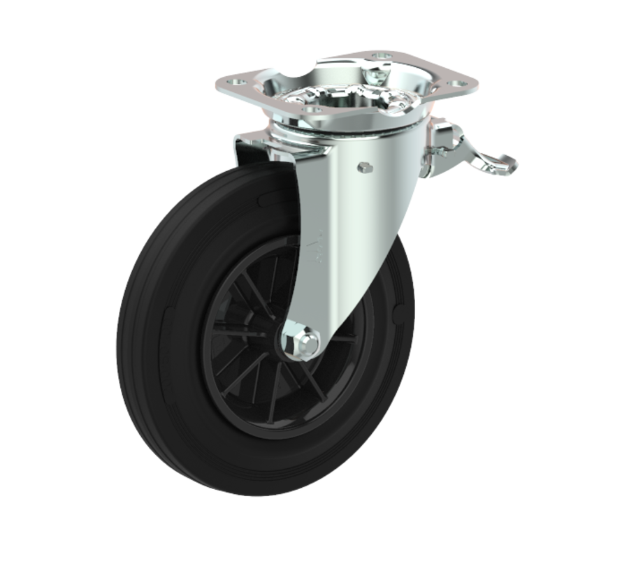 kolesa za komunalne zabojnike vrtljivo kolo  + črna guma Ø160 x W40mm Za  200kg Prod ID: 44780