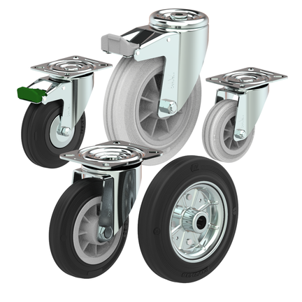 Castors with Rubber Wheels made in Europe