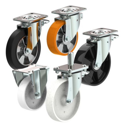 Ruedas y ruedas giratorias para cargas pesadas, de 80 a 250 mm