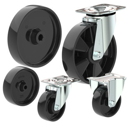 Heat-resistant wheels and castors