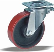 LIV SYSTEMS Swivel castor with brake + injection-moulded polyurethane tread Ø200 x W50mm for 1000kg