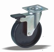 LIV SYSTEMS Swivel castor with brake + solid polypropylene wheel Ø100 x W25mm for 80kg