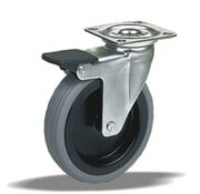 LIV SYSTEMS Swivel castor with brake +  rubber tread Ø75 x W25mm for 50kg