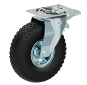 LIV SYSTEMS Swivel castor 260 mm, pneumatic tyre, plate 175x140 mm, 200 kg