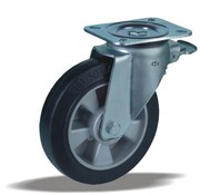 LIV SYSTEMS Swivel castor with brake + black rubber tread Ø200 x W50mm for 500kg - Copy