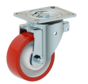 Heavy duty swivel castor 125 mm, polyurethane, ball bearing, plate 135x110 mm, 500 kg, Art. 2-152-25K
