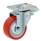 Heavy duty swivel castor with total brake 125 mm, polyurethane, ball bearing, plate 135x110 mm, 500 kg, Art. 2-153-25K