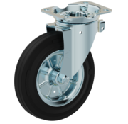 LIV SYSTEMS Lenkrolle für Müllgroßbehälter 200 mm, Gummi schwarz, 250 kg