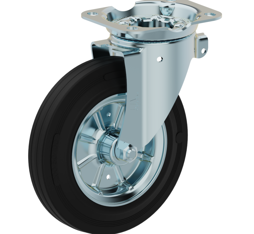 ruedas de basura Rueda giratoria + neumático de goma negro Ø200 x W50mm para 250kg Prod ID: 44341 - Copy - Copy
