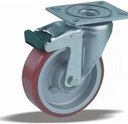 LIV SYSTEMS Swivel castor with brake + injection-moulded polyurethane tread Ø100 x W40mm for 250kg - Copy