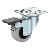 LIV SYSTEMS Roulette pivotante avec frein + bande de roulement en polyéthylène Ø50 x W25mm pour 70kg