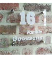 Huisnummerbord vierkant plexi