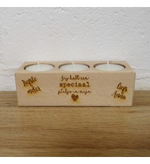 Theelichthouder balk hout